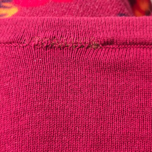 Isaac Mizrahi Live! Red Purple Floral Print V Neck Long Button Cardigan Sweater - Picture 3 of 9